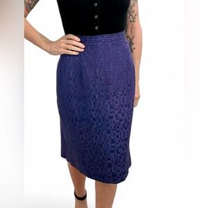 Rimini by Shaw Vintage Cobalt Silk Pencil Skirt Knee Length Size 10 RN 58848